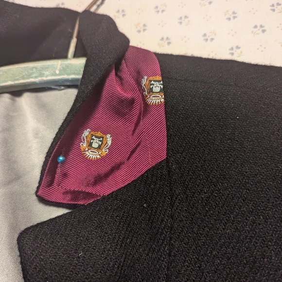 🖤 J.Crew black wool blazer jacket leather 3 buttons lining skulls preppy goth - Picture 10 of 13